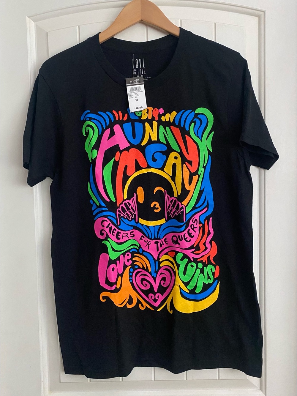 Rue21 Love is Love Pride Tee Shirt Black Hunny I’m Gay Colorful Rainbow Medium